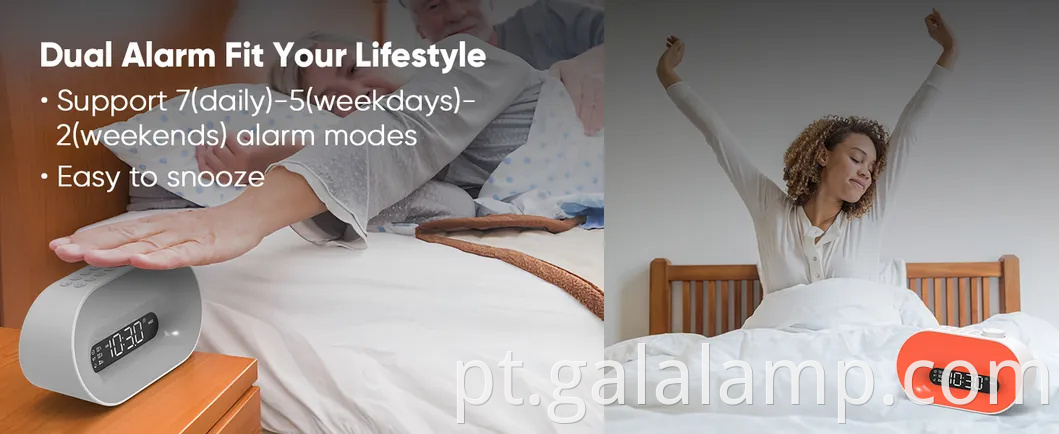 Monitor de sono de ruído branco Bluetooth com despertador RGB